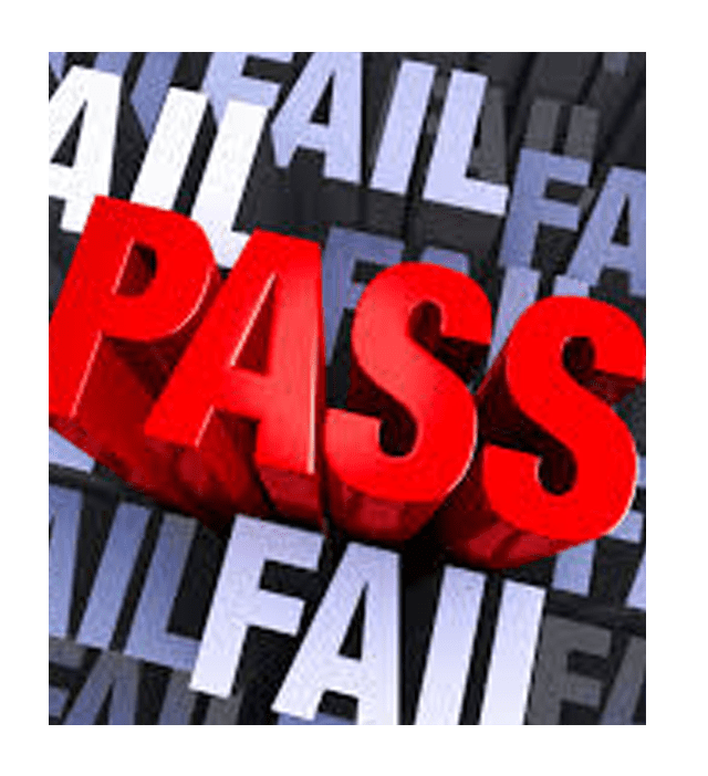 A word that is written in red with the word " fail pass ".